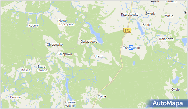 mapa Uradz, Uradz na mapie Targeo