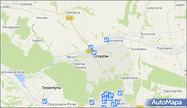 mapa Urzędów, Urzędów na mapie Targeo