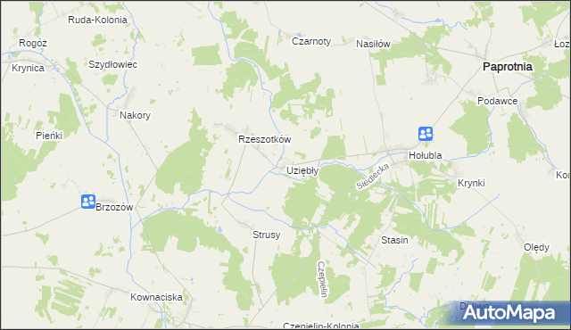 mapa Uziębły, Uziębły na mapie Targeo