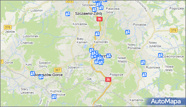 mapa Wałbrzycha, Wałbrzych na mapie Targeo