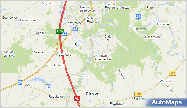 mapa Wałdowo Szlacheckie, Wałdowo Szlacheckie na mapie Targeo