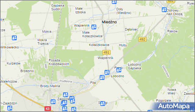 mapa Wapiennik gmina Kłobuck, Wapiennik gmina Kłobuck na mapie Targeo
