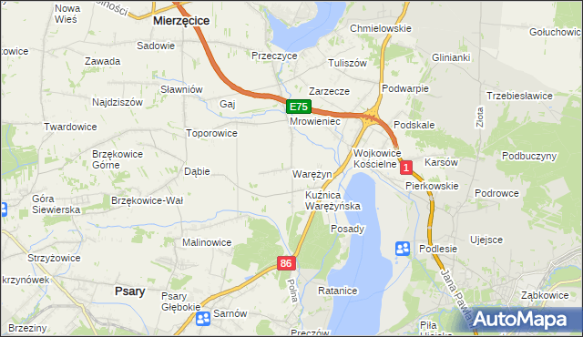 mapa Warężyn, Warężyn na mapie Targeo