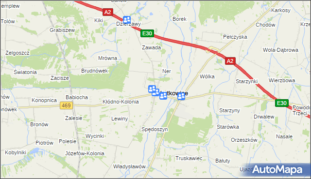 mapa Wartkowice, Wartkowice na mapie Targeo