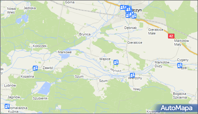 mapa Wąsice, Wąsice na mapie Targeo