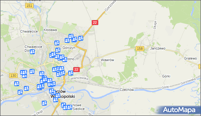 mapa Wawrów, Wawrów na mapie Targeo