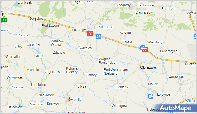 mapa Węgrce Panieńskie, Węgrce Panieńskie na mapie Targeo