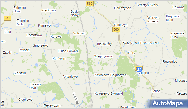 mapa Węgrzynowo gmina Gozdowo, Węgrzynowo gmina Gozdowo na mapie Targeo