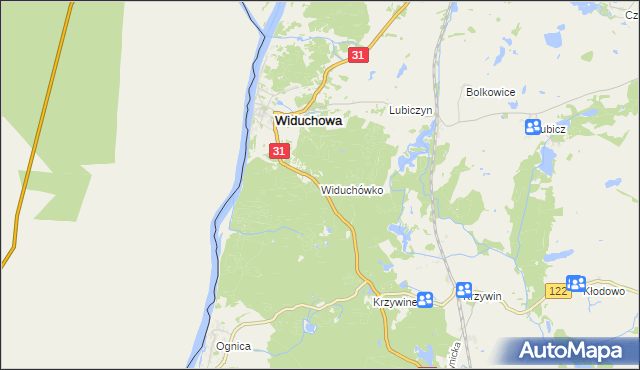 mapa Widuchówko, Widuchówko na mapie Targeo