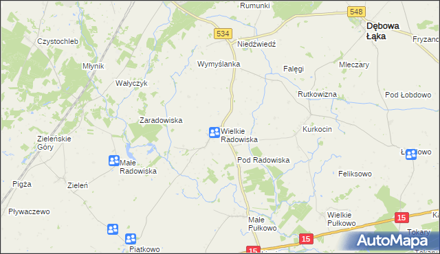 mapa Wielkie Radowiska, Wielkie Radowiska na mapie Targeo