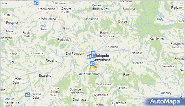 mapa Wielopole Skrzyńskie, Wielopole Skrzyńskie na mapie Targeo