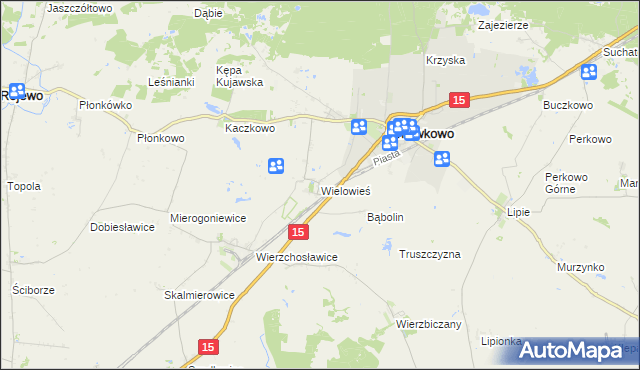 mapa Wielowieś gmina Gniewkowo, Wielowieś gmina Gniewkowo na mapie Targeo