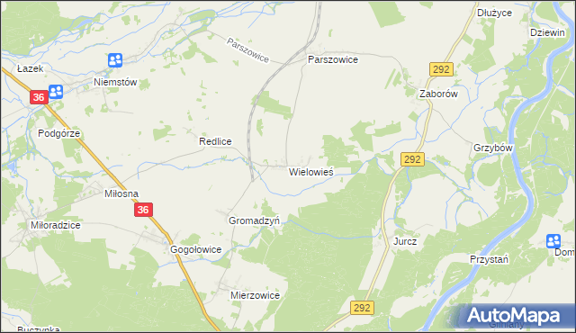 mapa Wielowieś gmina Ścinawa, Wielowieś gmina Ścinawa na mapie Targeo