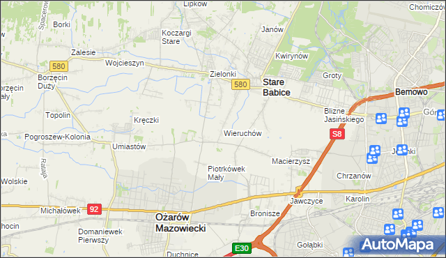 mapa Wieruchów, Wieruchów na mapie Targeo