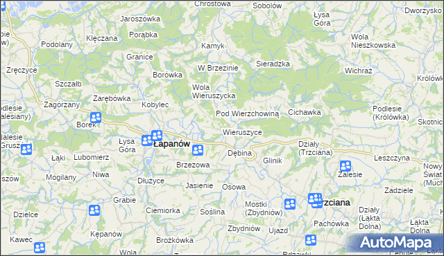 mapa Wieruszyce, Wieruszyce na mapie Targeo