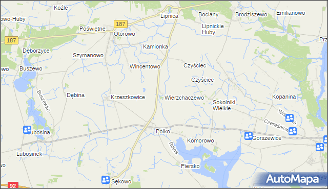 mapa Wierzchaczewo, Wierzchaczewo na mapie Targeo