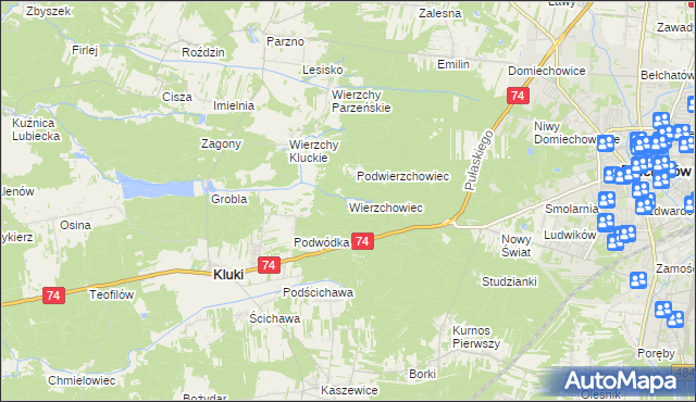 mapa Wierzchowiec, Wierzchowiec na mapie Targeo