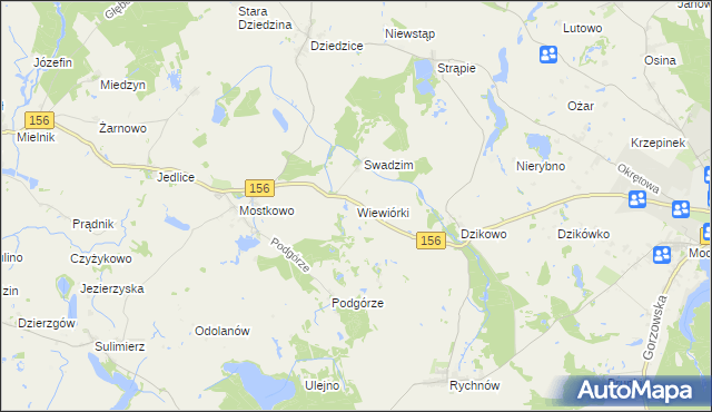 mapa Wiewiórki gmina Barlinek, Wiewiórki gmina Barlinek na mapie Targeo