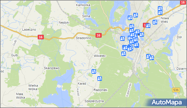 mapa Wikielec gmina Iława, Wikielec gmina Iława na mapie Targeo