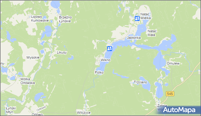 mapa Wikno gmina Nidzica, Wikno gmina Nidzica na mapie Targeo