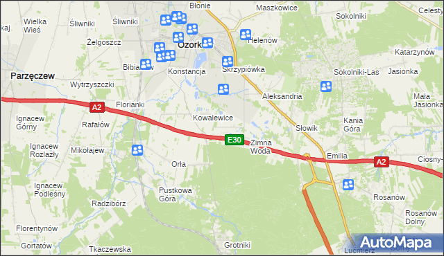 mapa Wiktorów gmina Zgierz, Wiktorów gmina Zgierz na mapie Targeo