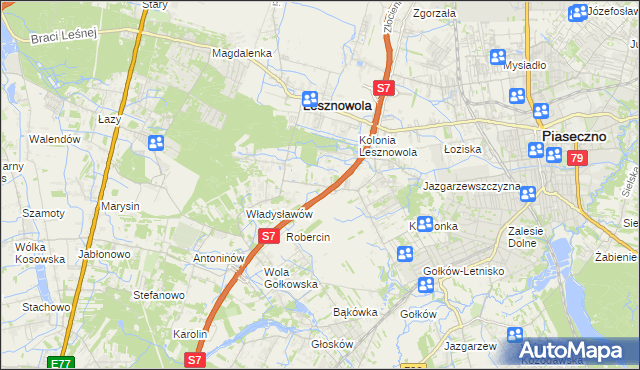 mapa Wilcza Góra gmina Lesznowola, Wilcza Góra gmina Lesznowola na mapie Targeo