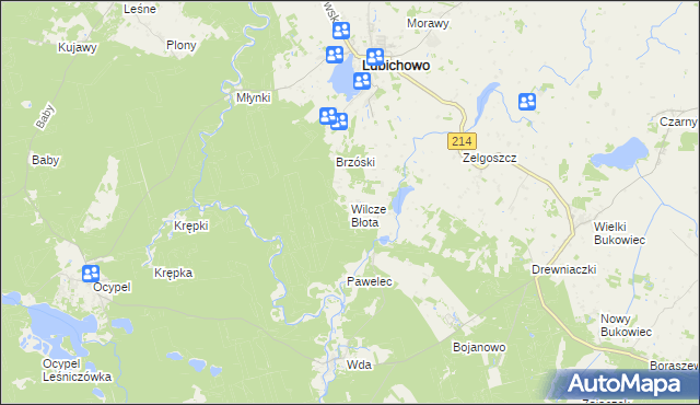 mapa Wilcze Błota, Wilcze Błota na mapie Targeo