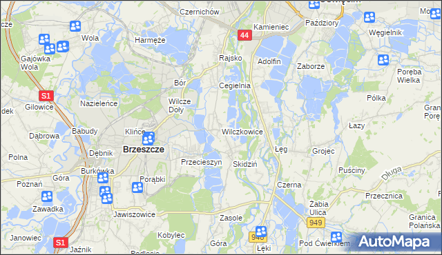 mapa Wilczkowice gmina Brzeszcze, Wilczkowice gmina Brzeszcze na mapie Targeo