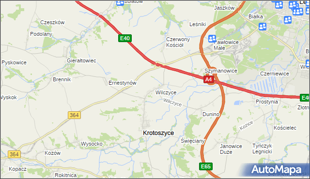 mapa Wilczyce gmina Krotoszyce, Wilczyce gmina Krotoszyce na mapie Targeo