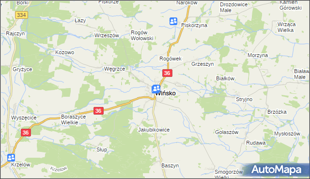 mapa Wińsko, Wińsko na mapie Targeo