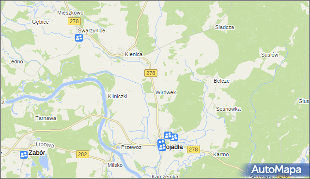 mapa Wirówek gmina Bojadła, Wirówek gmina Bojadła na mapie Targeo