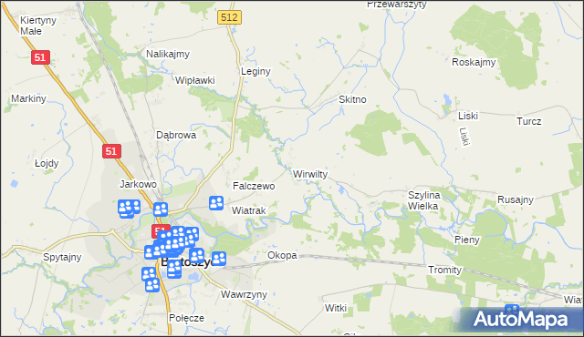 mapa Wirwilty, Wirwilty na mapie Targeo