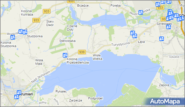 mapa Wisła Wielka, Wisła Wielka na mapie Targeo