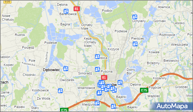 mapa Wiślica gmina Skoczów, Wiślica gmina Skoczów na mapie Targeo