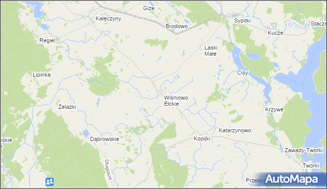 mapa Wiśniowo Ełckie, Wiśniowo Ełckie na mapie Targeo