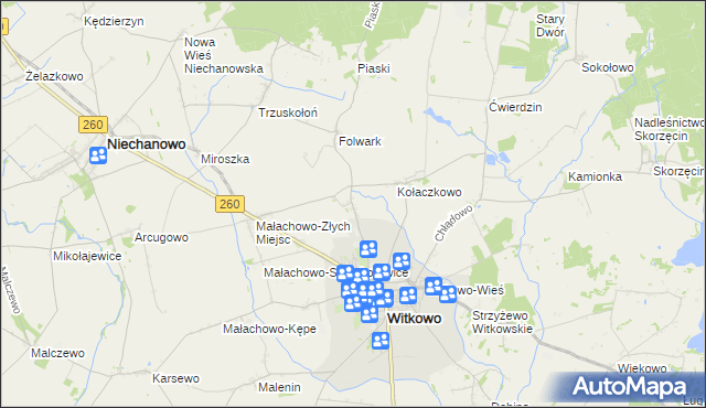 mapa Witkówko, Witkówko na mapie Targeo