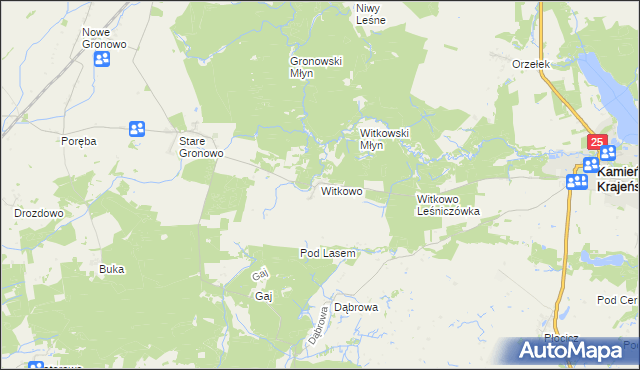 mapa Witkowo gmina Kamień Krajeński, Witkowo gmina Kamień Krajeński na mapie Targeo