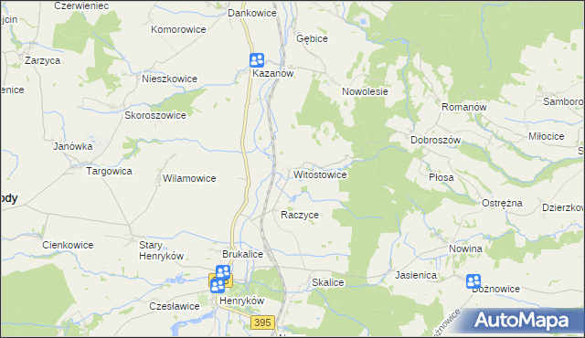 mapa Witostowice, Witostowice na mapie Targeo