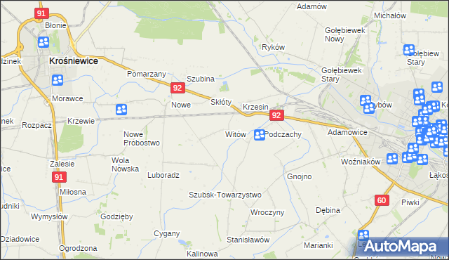 mapa Witów gmina Krośniewice, Witów gmina Krośniewice na mapie Targeo