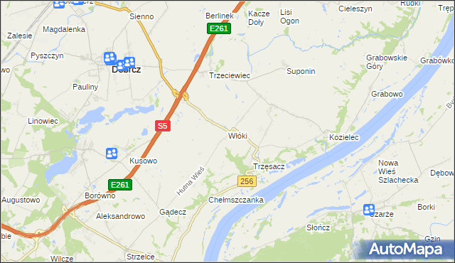 mapa Włóki gmina Dobrcz, Włóki gmina Dobrcz na mapie Targeo