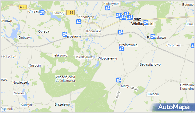 mapa Włościejewki, Włościejewki na mapie Targeo