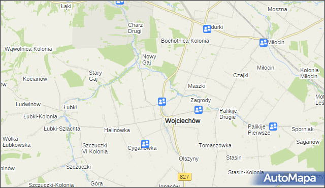 mapa Wojciechów-Kolonia Piąta, Wojciechów-Kolonia Piąta na mapie Targeo