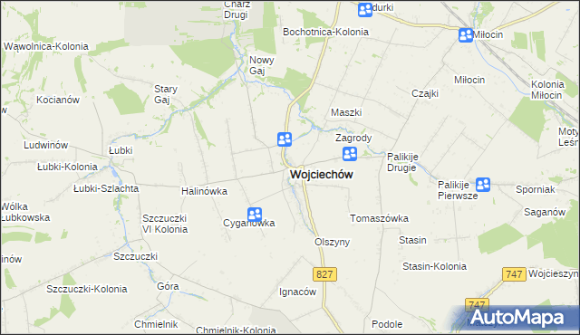 mapa Wojciechów powiat lubelski, Wojciechów powiat lubelski na mapie Targeo