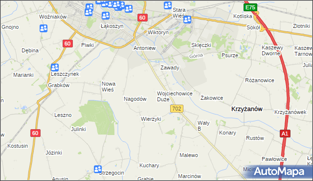 mapa Wojciechowice Duże, Wojciechowice Duże na mapie Targeo