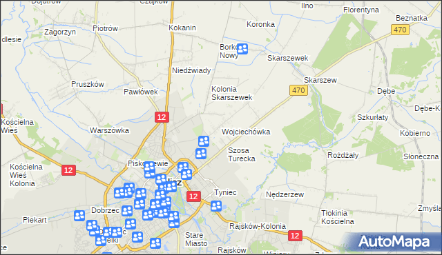 mapa Wojciechówka gmina Żelazków, Wojciechówka gmina Żelazków na mapie Targeo