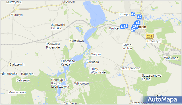 mapa Wójcin gmina Żnin, Wójcin gmina Żnin na mapie Targeo