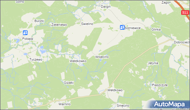 mapa Wojęcino, Wojęcino na mapie Targeo