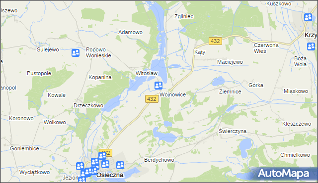 mapa Wojnowice gmina Osieczna, Wojnowice gmina Osieczna na mapie Targeo