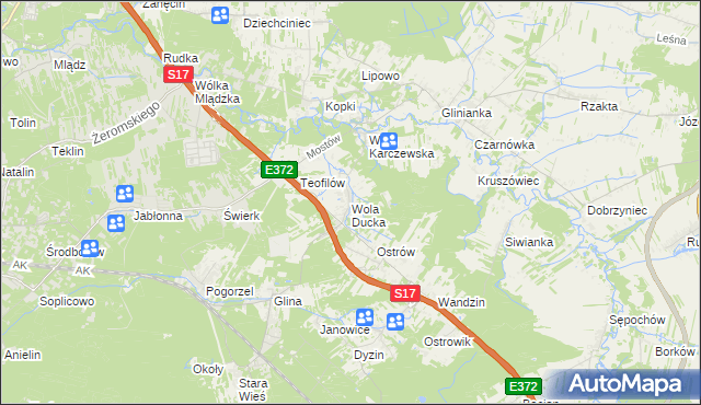 mapa Wola Ducka, Wola Ducka na mapie Targeo