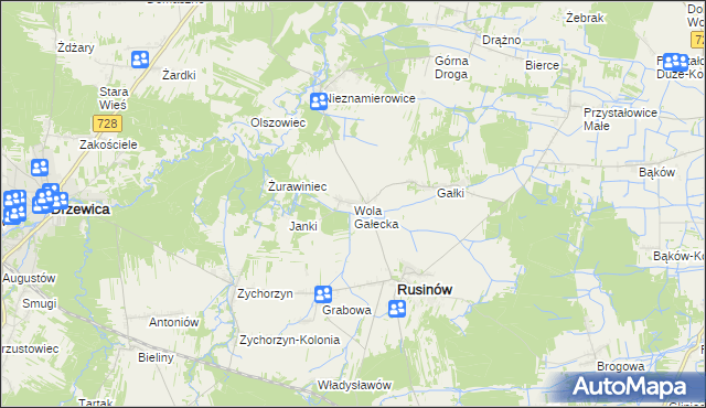 mapa Wola Gałecka, Wola Gałecka na mapie Targeo